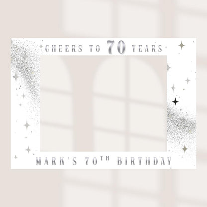 Personalised Birthday Selfie Frame, Cheers to 70 80 90 Years Photo Booth Frame, Custom Milestone Birthday Photo Prop, Birthday Selfie Frame