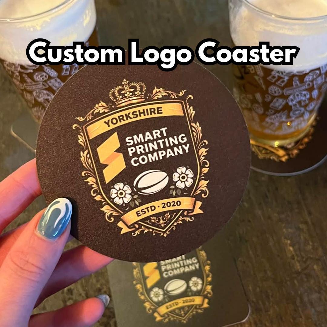 Custom Circle Logo Coasters | Personalised Beer Mats | Send Your Design | Branded Coasters for Business, Events, Wedding