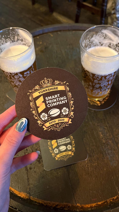 Custom Circle Logo Coasters | Personalised Beer Mats | Send Your Design | Branded Coasters for Business, Events, Weddings