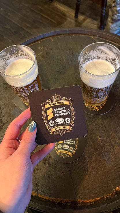 Custom Square Coasters | Personalised Beer Mat Coasters | 10cm | Wedding, Party & Business Branding | Bulk 25–500