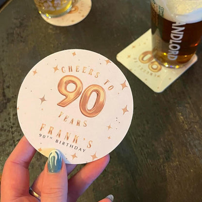 Personalised Milestone Birthday Coasters | 40th 50th 60th 70th 80th 90th Birthday | Custom Name Age Coasters | Party Fav