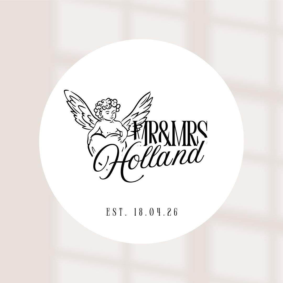 Cherub Wedding Coasters | Personalised Mr & Mrs Coasters | Elegant Wedding Favours | Names + Date Wedding Beer Mats