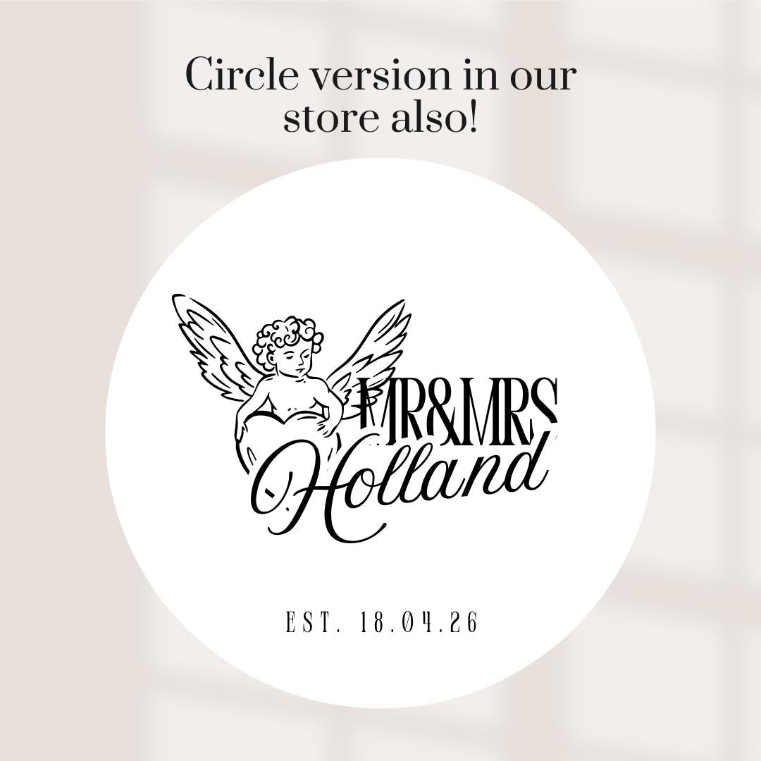 Cherub Wedding Coasters | Personalised Mr & Mrs Coasters | Romantic Wedding Favours | Names + Date Beer Mats | Square