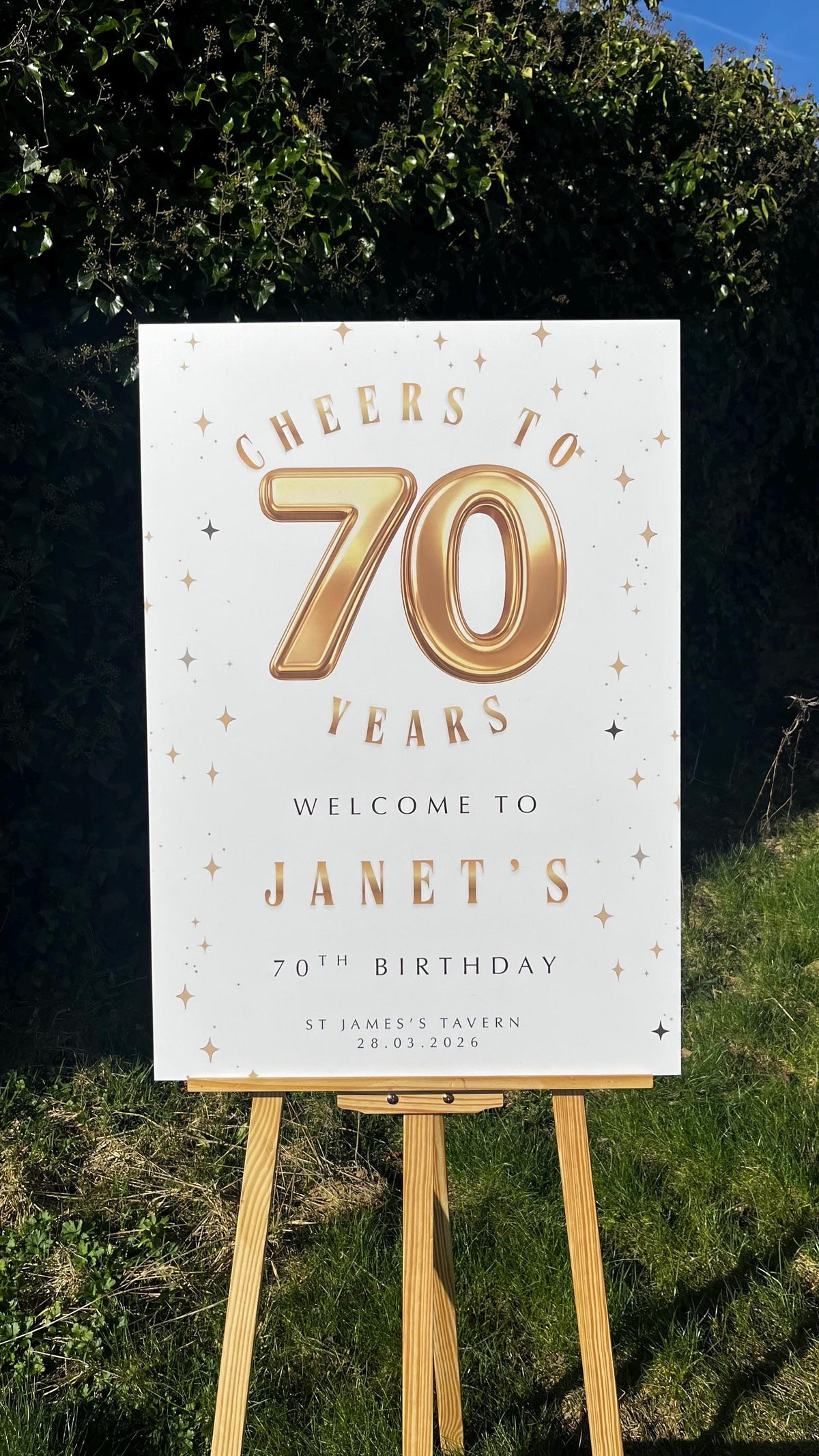 Personalised 90th Birthday Welcome Sign – Gold
