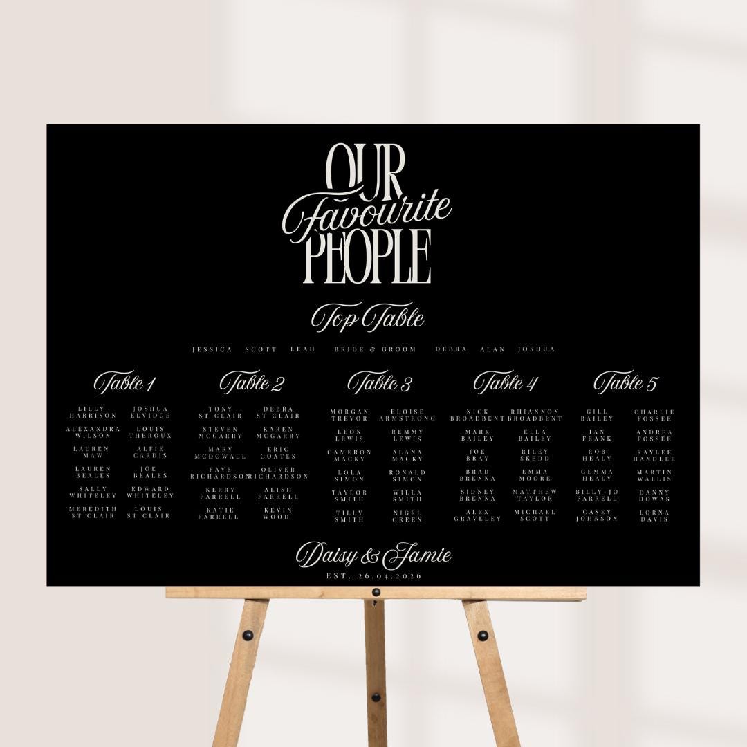 Personalised Wedding Seating Plan Board, Table Plan Sign, Custom Wedding Sign, Seating Chart A1 A2 A3 Landscape or Portr