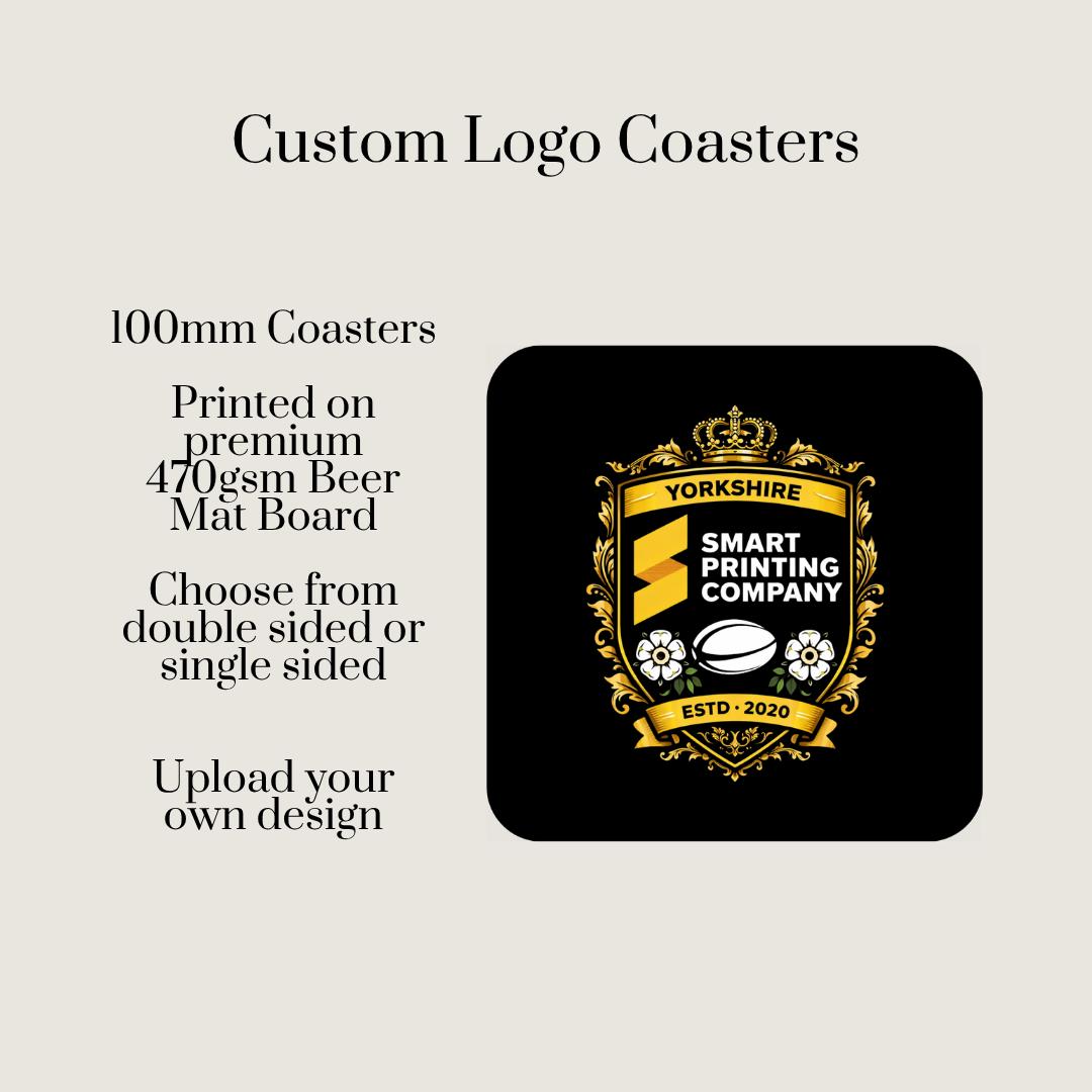 Custom Square Coasters | Personalised Beer Mat Coasters | 10cm | Wedding, Party & Business Branding | Bulk 25–500