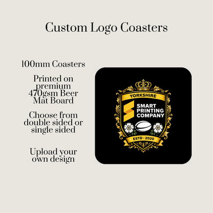 Custom Square Coasters | Personalised Beer Mat Coasters | 10cm | Wedding, Party & Business Branding | Bulk 25–500