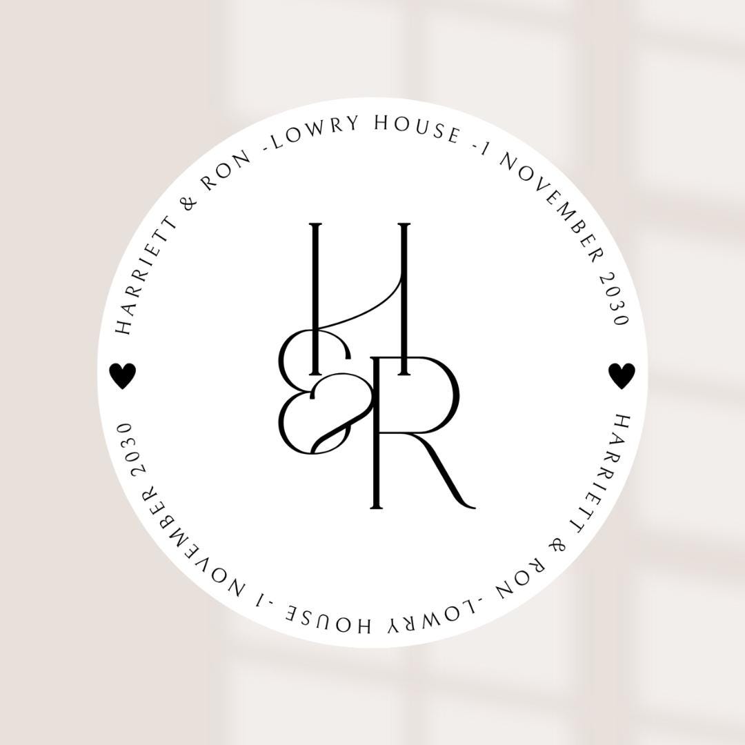 Monogram Wedding Coasters | Personalised Initials Coasters | Minimal Wedding Favours | Names Date Venue Beer Mats
