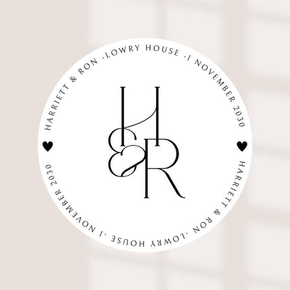 Monogram Wedding Coasters | Personalised Initials Coasters | Minimal Wedding Favours | Names Date Venue Beer Mats