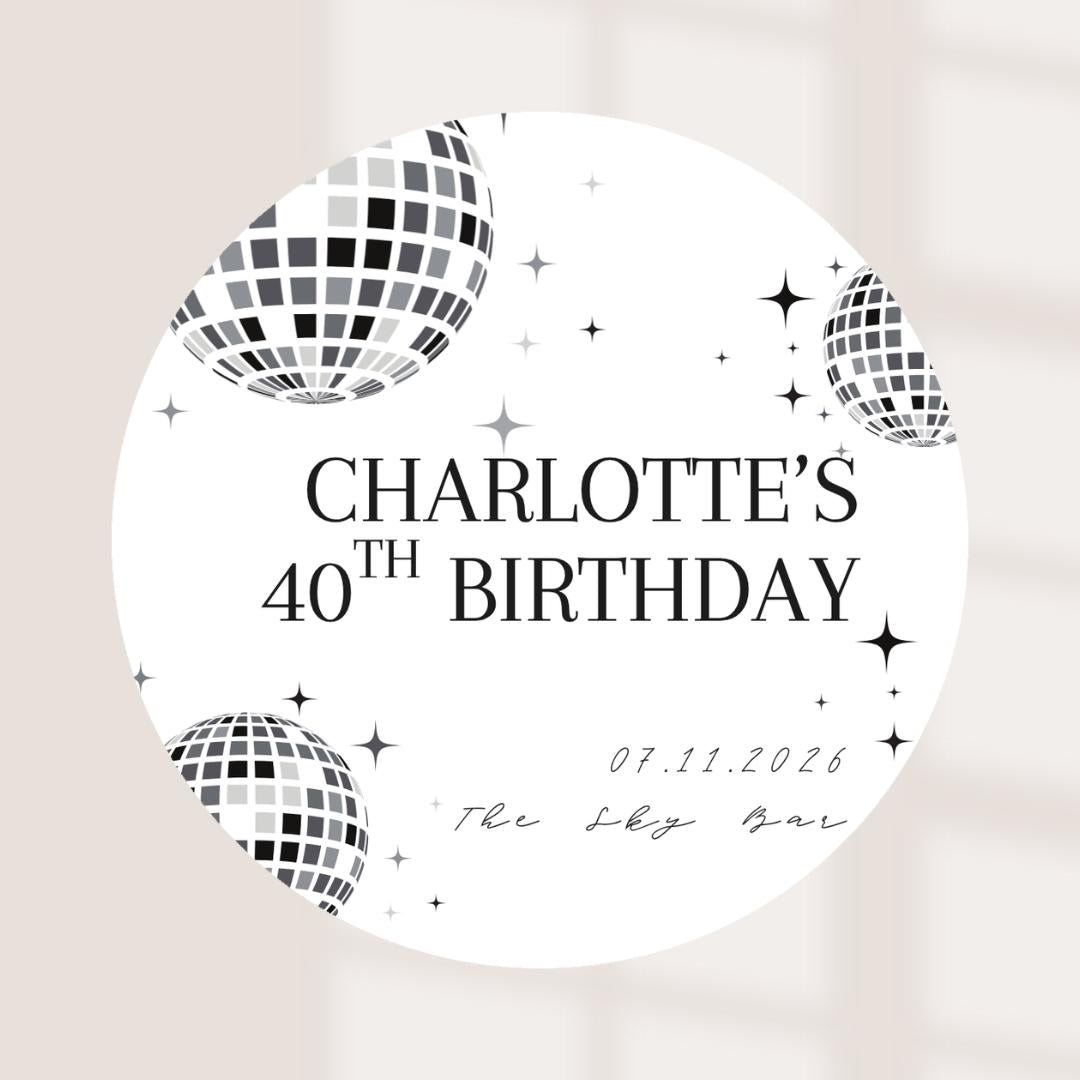 Disco Ball Personalised Coasters | Birthday Party Coasters | Wedding Favours | Custom Name Age Date Beer Mats