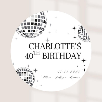 Disco Ball Personalised Coasters | Birthday Party Coasters | Wedding Favours | Custom Name Age Date Beer Mats