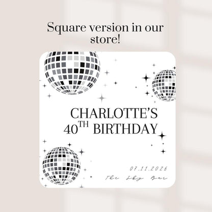 Disco Ball Personalised Coasters | Birthday Party Coasters | Wedding Favours | Custom Name Age Date Beer Mats