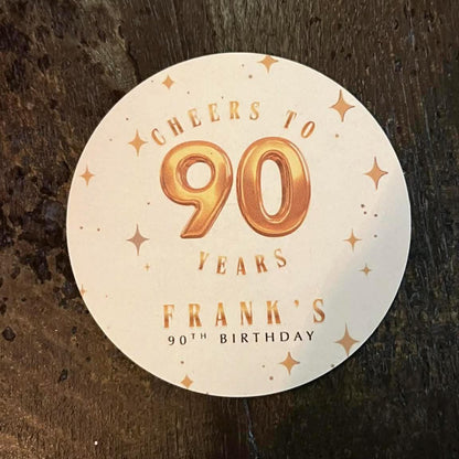 Personalised Milestone Birthday Coasters | 40th 50th 60th 70th 80th 90th Birthday | Custom Name Age Coasters | Party Favours