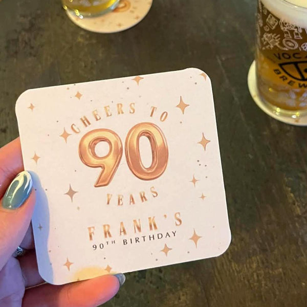 Personalised 90th Birthday Coasters – 40th 50th 60th Favours