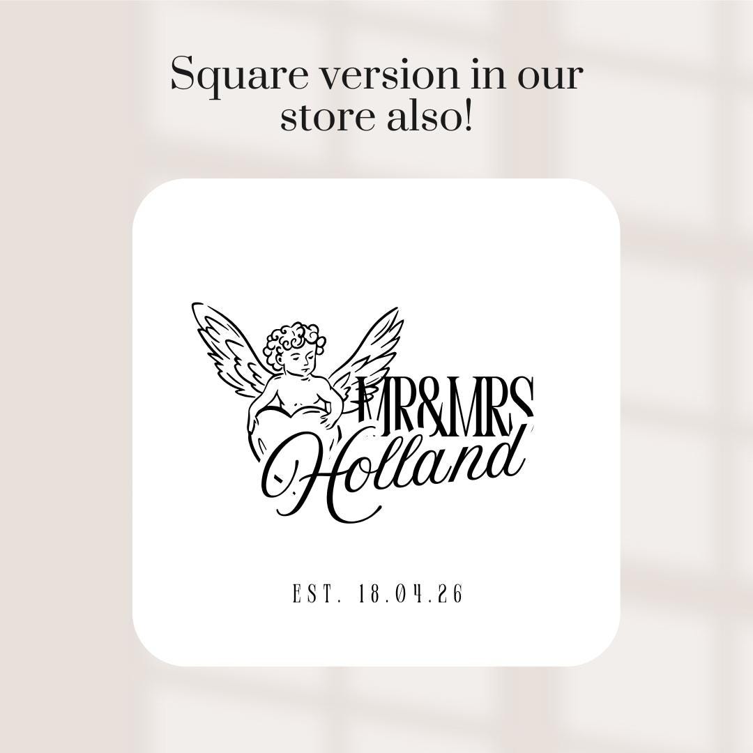 Cherub Wedding Coasters | Personalised Mr & Mrs Coasters | Elegant Wedding Favours | Names + Date Wedding Beer Mats