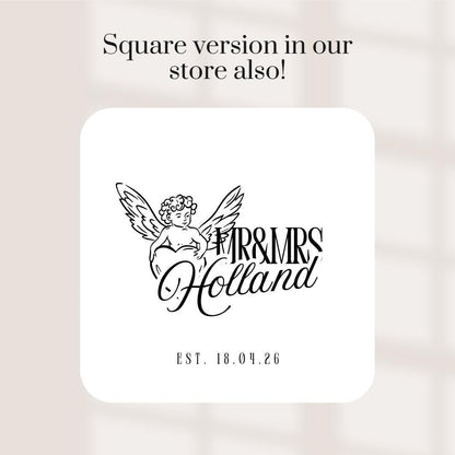 Cherub Wedding Coasters | Personalised Mr & Mrs Coasters | Elegant Wedding Favours | Names + Date Wedding Beer Mats