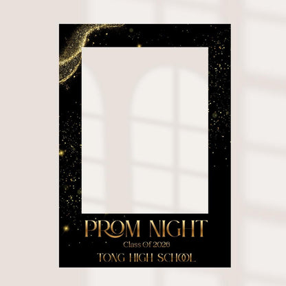 Printed Personalised Prom Selfie Frame | Black Gold or Silver | Class of 2026 | Custom School & Date | Foamex Photo Booth Prop 55x78cm