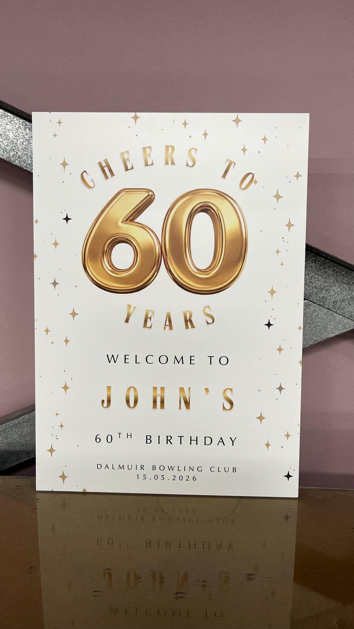 Personalised 90th Birthday Welcome Sign – Gold