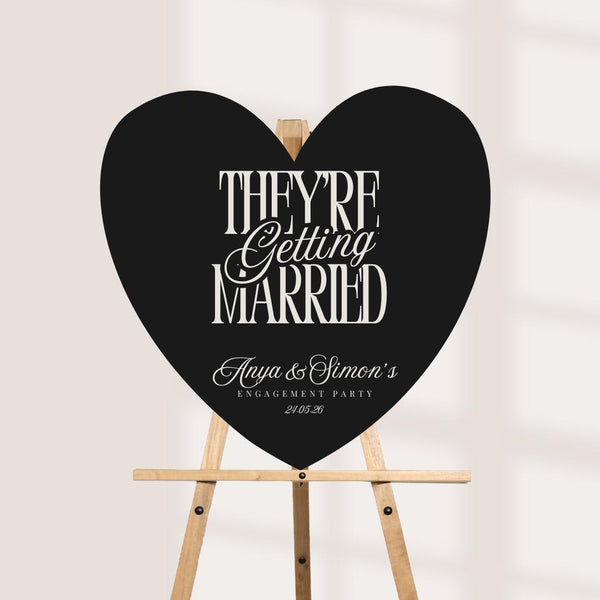 Personalised Wedding Welcome Sign – Black Heart