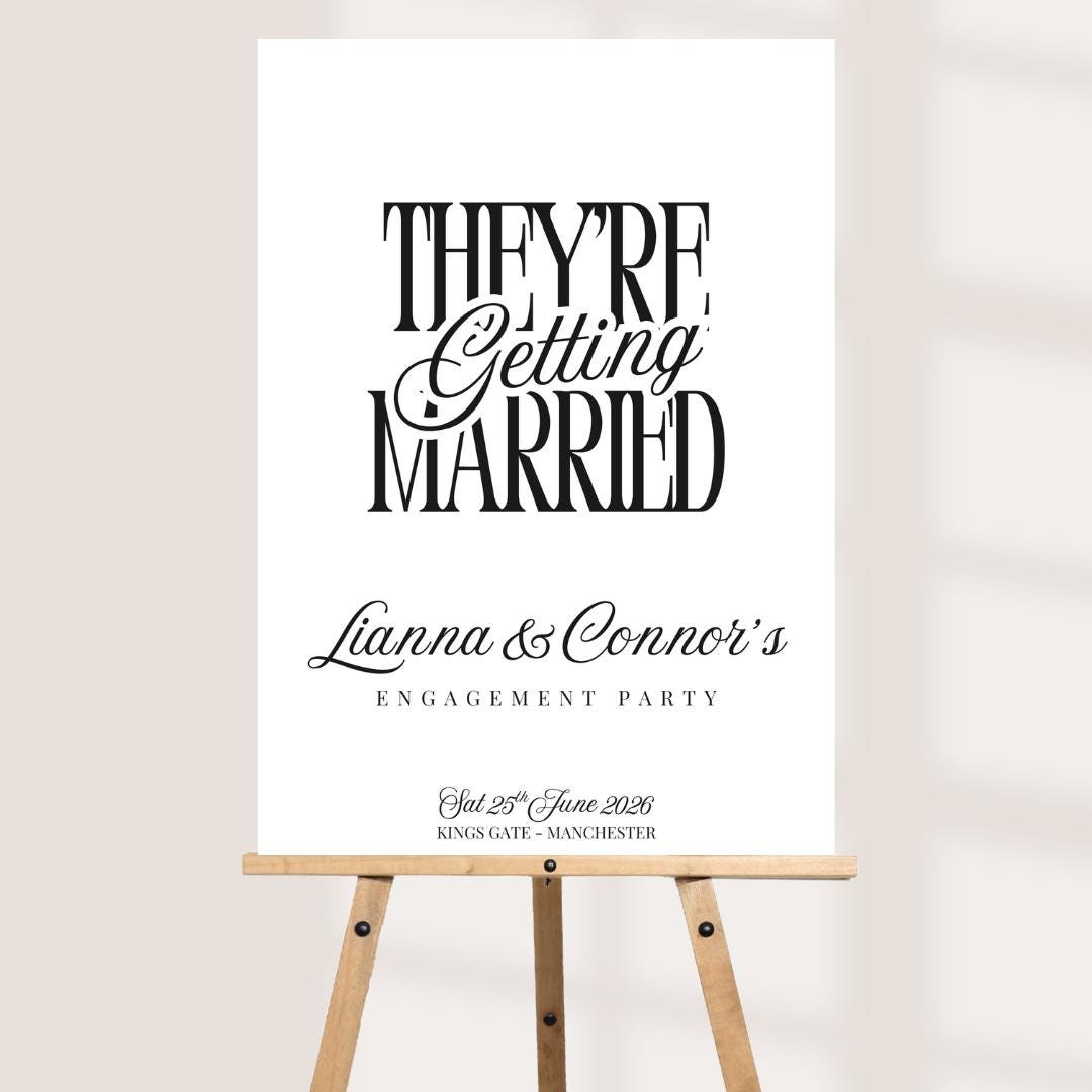 Personalised Engagement Party Welcome Sign, They’re Getting Married Sign, Wedding Engagement Board, Custom Couple Sign, 