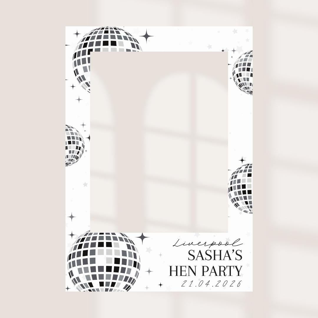 Personalised Hen Party Selfie Frame, Disco Hen Party Photo Booth Frame, Custom Bachelorette Selfie Frame, Bride Squad Pa