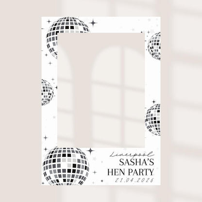 Personalised Hen Party Selfie Frame, Disco Hen Party Photo Booth Frame, Custom Bachelorette Selfie Frame, Bride Squad Pa