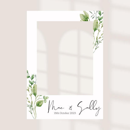 Personalised Wedding Selfie Frame, Wedding Photo Booth Frame, Greenery Wedding Frame, Custom Wedding Sign, Botanical Wed