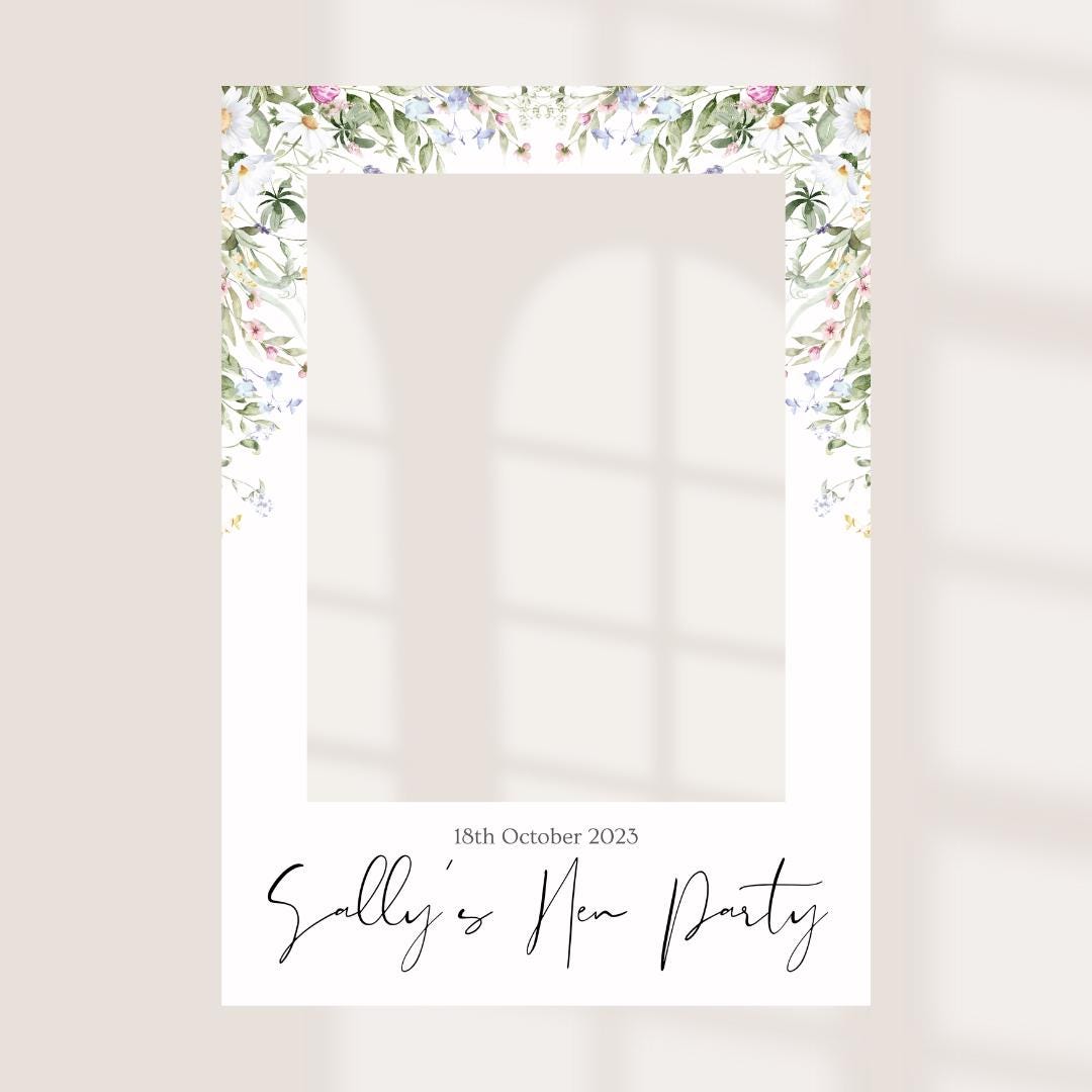 Personalised Floral Hen Party Selfie Frame, Wildflower Hen Party Photo Booth Frame, Bride to Be Frame, Botanical Hen Par