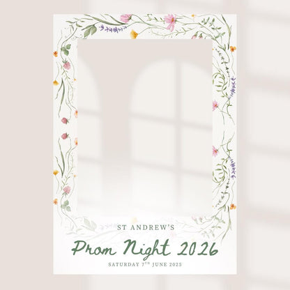 Personalised Floral Prom Selfie Frame, School Prom Photo Booth Frame, Custom Prom Night Photo Prop, Leavers Prom Frame,