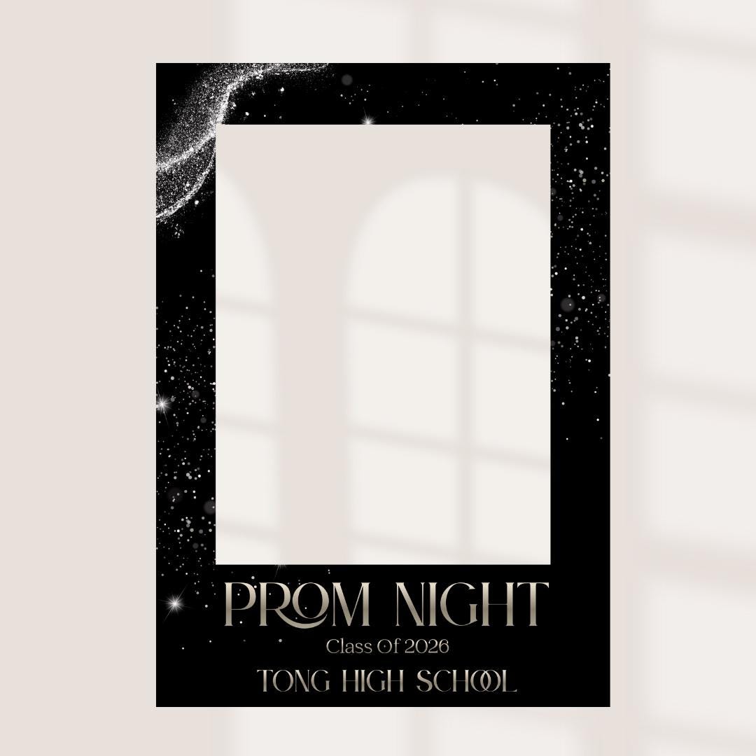 Printed Personalised Prom Selfie Frame | Black Gold or Silver | Class of 2026 | Custom School & Date | Foamex Photo Boot