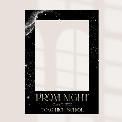Printed Personalised Prom Selfie Frame | Black Gold or Silver | Class of 2026 | Custom School & Date | Foamex Photo Boot