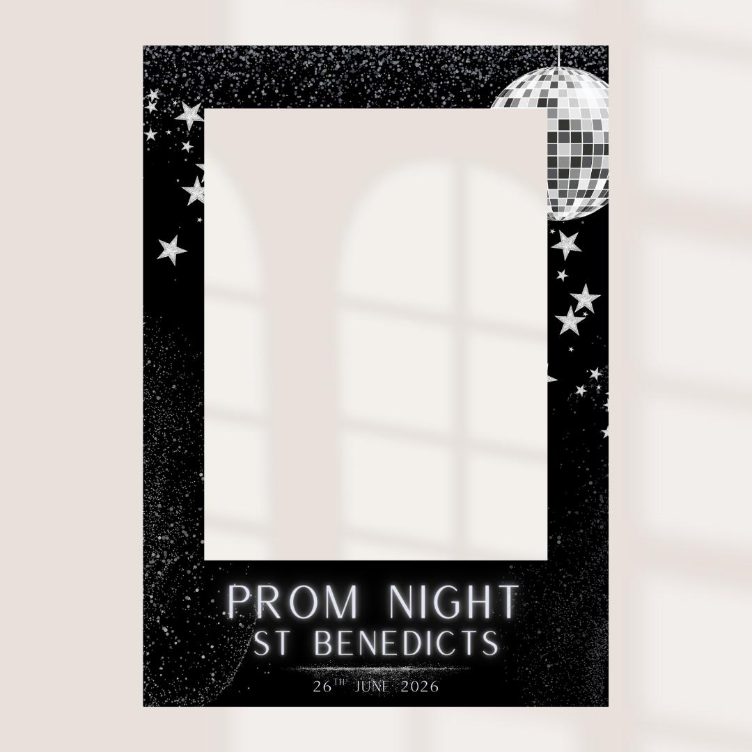 Personalised Prom Selfie Frame | Neon Glow Design | Class of 2026 | Custom School & Date | Foamex Photo Booth Prop 55x78