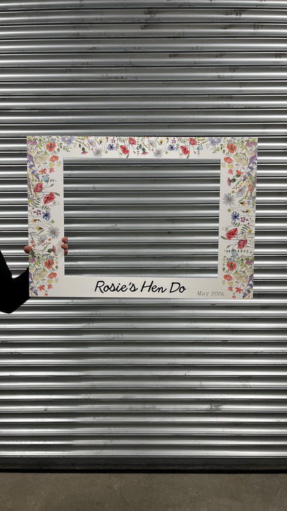 Printed Personalised Hen Party Selfie Frame | Hen Do Selfie Props | Hen Party Decorations | Rustic Floral 2 | Personalised