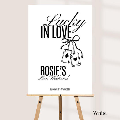 Personalised Hen Party Sign, Lucky in Love Hen Party Board, Bachelorette Welcome Sign, Custom Bride Party Decor, Hen Weekend Decoration