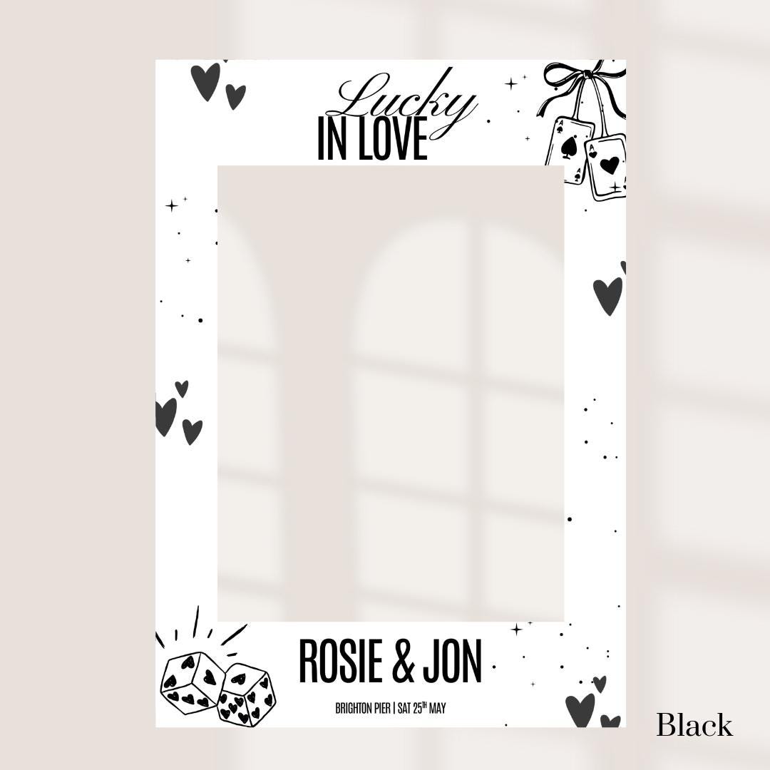 Personalised Engagement Party Selfie Frame, Lucky in Love Photo Booth Frame, Custom Couple Party Prop, Engagement Celebration Decoration