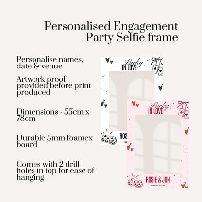 Personalised Engagement Party Selfie Frame, Lucky in Love Photo Booth Frame, Custom Couple Party Prop, Engagement Celebration Decoration