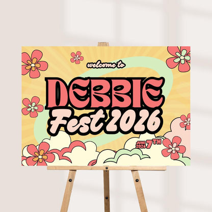 Personalised Festival Birthday Welcome Sign, Groovy Party Board, Retro Birthday Party Decoration, Custom Birthday Sign, 