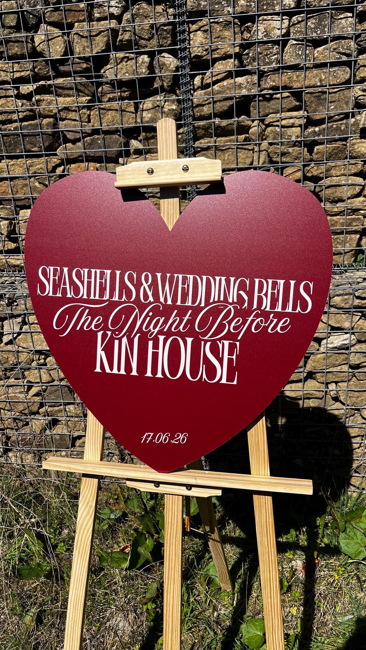 Personalised Rehearsal Dinner Welcome Board – Heart Shaped