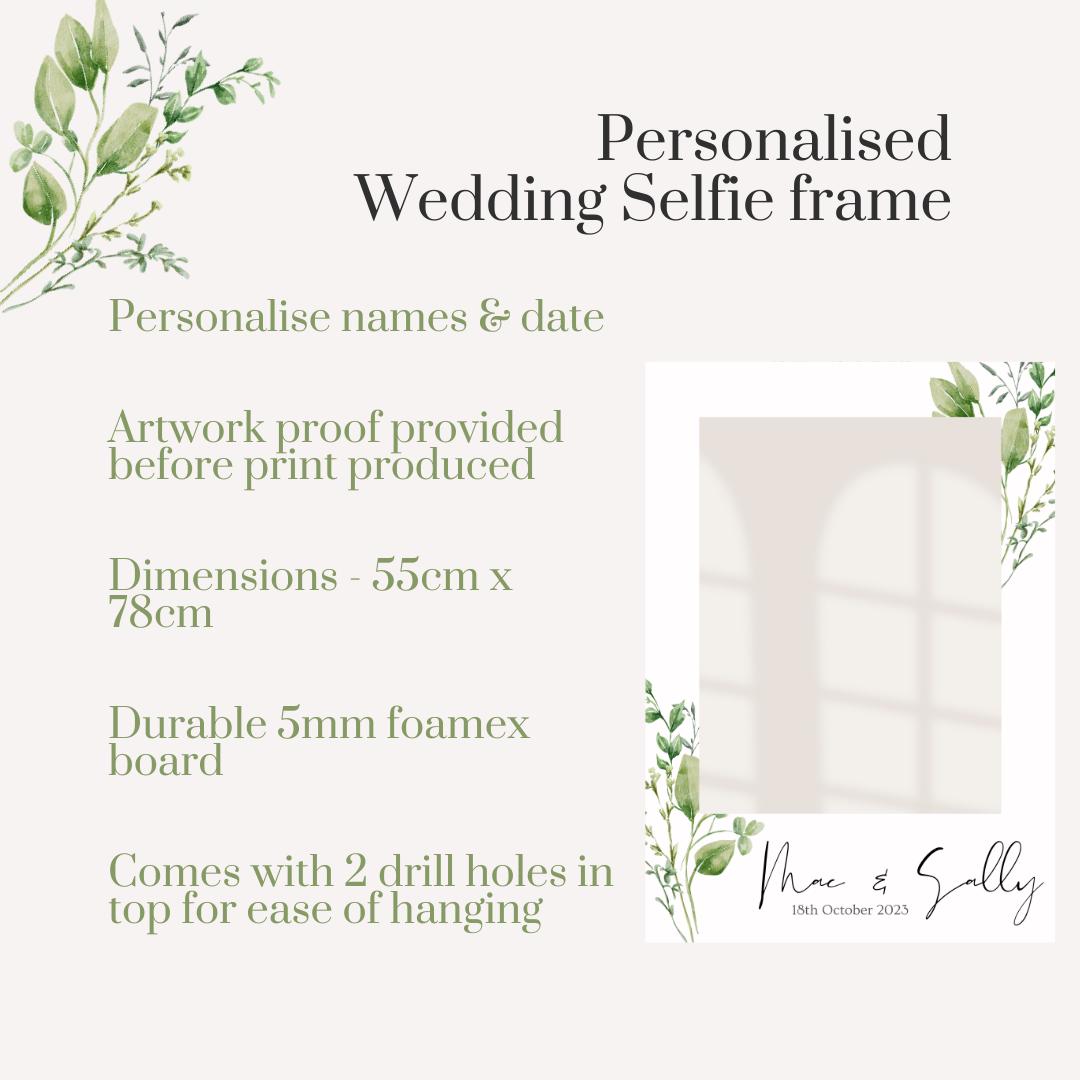 Personalised Wedding Selfie Frame, Wedding Photo Booth Frame, Greenery Wedding Frame, Custom Wedding Sign, Botanical Wedding Decor