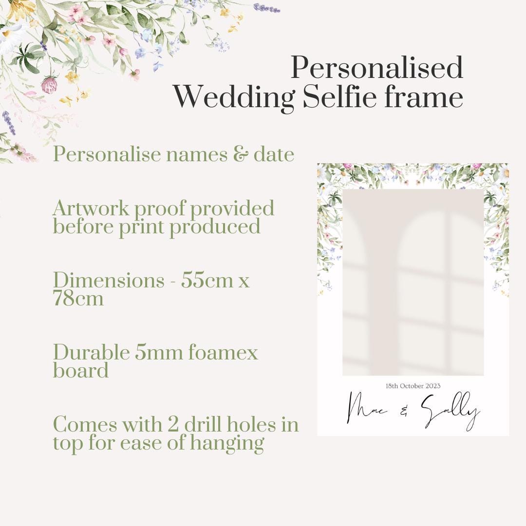 Personalised Floral Wedding Selfie Frame – Wildflower