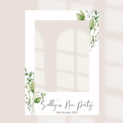 Personalised Hen Party Selfie Frame, Greenery Hen Party Photo Booth Frame, Bride to Be Frame, Botanical Hen Party Decor,