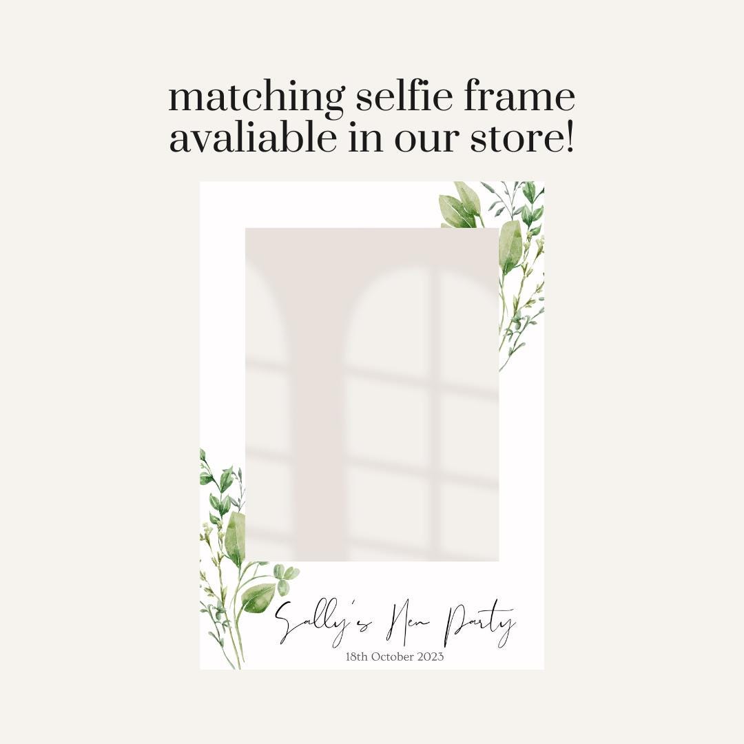 Personalised Greenery Hen Party Welcome Board, Elegant Hen Weekend Sign, Minimal Botanical Bride to Be Decor, Custom Hen Party Welcome Sign