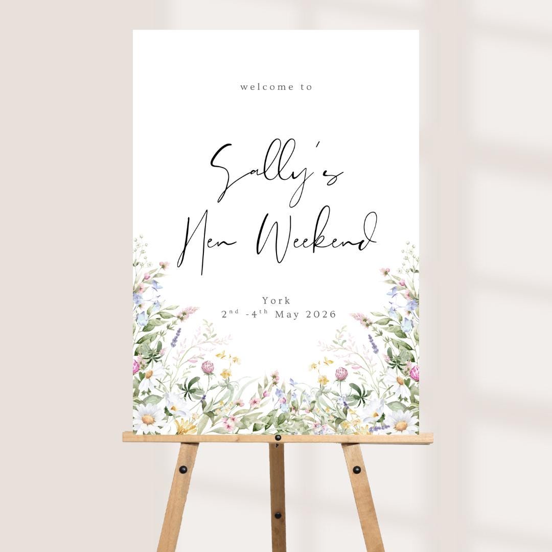 Personalised Wildflower Hen Party Welcome Board, Floral Hen Weekend Sign, Rustic Bride to Be Decor, Custom Hen Party Wel