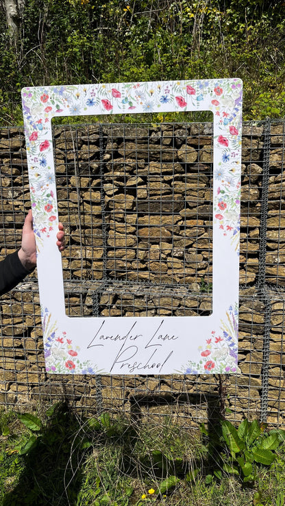 Printed Personalised Wedding Selfie Frame | Wedding Selfie Props | Wedding Decorations | Rustic Floral | Wildflower | 2 Design Options