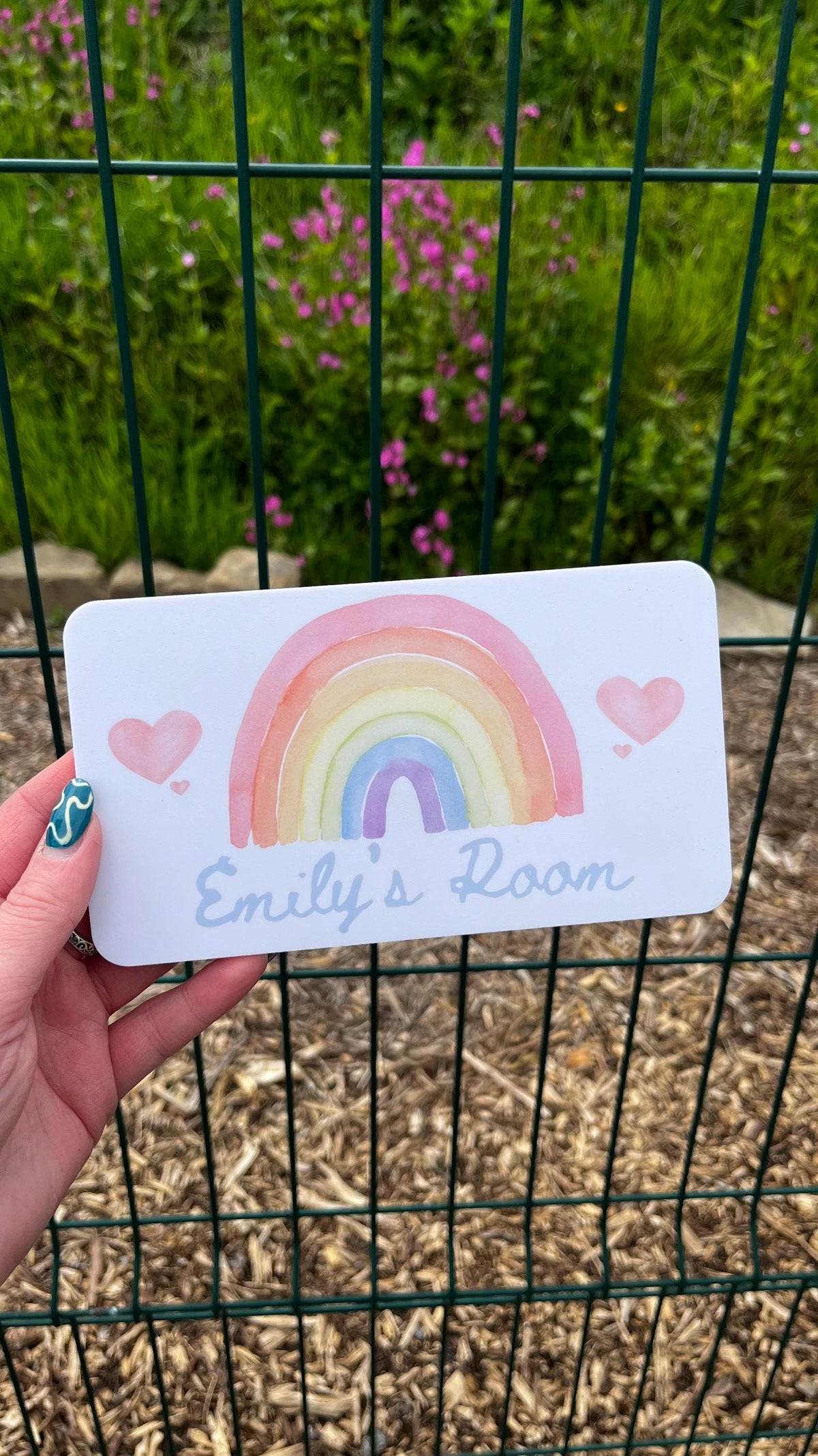 Personalised Kids Rainbow Room Door Sign – Custom Name Plaque – Pastel Nursery Decor – 5mm Foamex – Three Colour Options