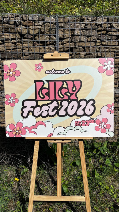 Personalised Festival Birthday Welcome Sign, Groovy Party Board, Retro Birthday Party Decoration, Custom Birthday Sign, Festival Theme Party