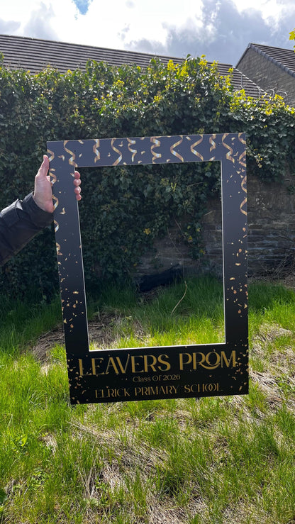 Printed Personalised Prom Selfie Frame | Black & Gold Foamex Photo Prop | Custom School Date | Class of 2026 Keepsake Sign