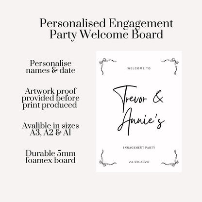 Personalised Engagement Party Welcome Board, Minimalist Couple Sign, Modern Script Engagement Foam Board, Custom Printed Event Sign