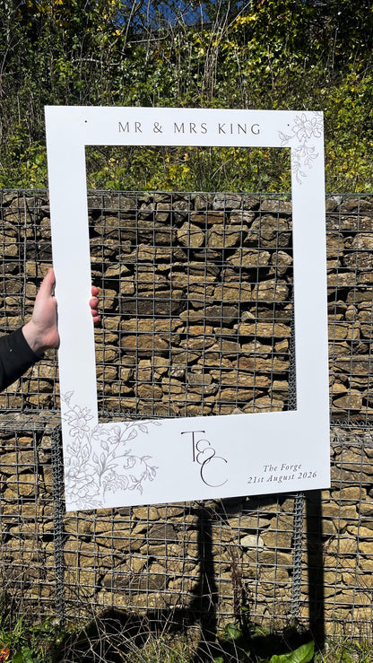 Personalised Wedding Selfie Frame | Elegant Monogram Photo Booth Frame | Classic Wedding Decor | Custom Names Date Venue