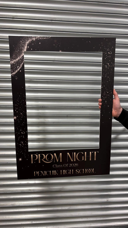 Printed Personalised Prom Selfie Frame | Black Gold or Silver | Class of 2026 | Custom School & Date | Foamex Photo Booth Prop 55x78cm
